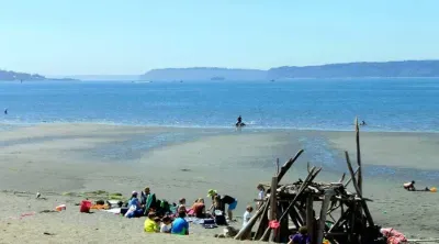 Take the ferry to Jetty Island’s sandy beach.