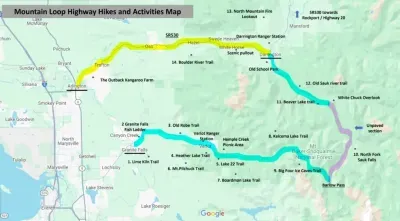 Here are a few hikes on the Mt. Loop Highway and around Darrington. All Trails is a great app to get currents trail conditions and directions to all local hikes. :)