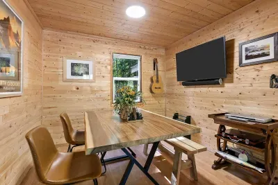 Live-edge dining table and cabin art. :)