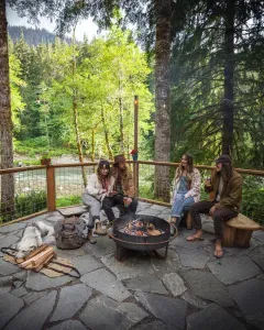 Firepit season is the best and gathering with good friends makes it even better. :) Benches made by a local friend add a rustic Northwest touch. :)
