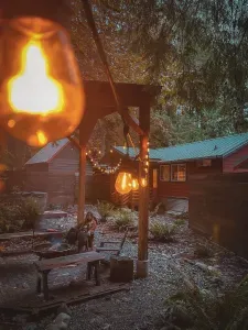 Nothing brings in the warmth and coziness like string lights and a campfire. Fall and Winter are awesome out at the cabin...especially with the NW weather. :)