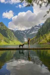 This sweet little hike is Heather Lake. It's just a few minutes' drive from the cabin and is a moderately easy hike and it's worth every step to get to this spot. :) All Trails is a great app that will give current trail conditions and directions. 