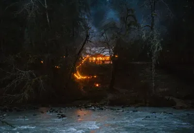 Moody, fall capture of the cozy cabin on the river.