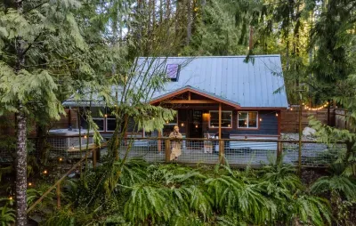 Nestled under towering Cedars and firs, surrounded by lush ferns, and perched above the river, the cabin is the perfect, private escape from the hustle and bustle.
