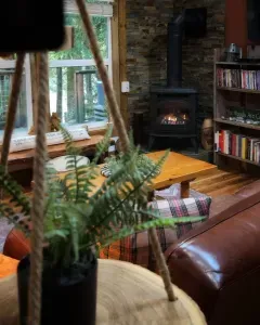 Fireplace is cozy and inviting