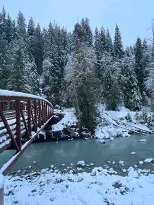 The famous Rusty Bridge. :) Cross the bridge and head west down the gravel road-you'll find amazing waterfalls, creeks, and pools.