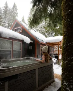 A hot soak on a snowy day at the Rusty Bridge River Lodge is pretty magical. :)