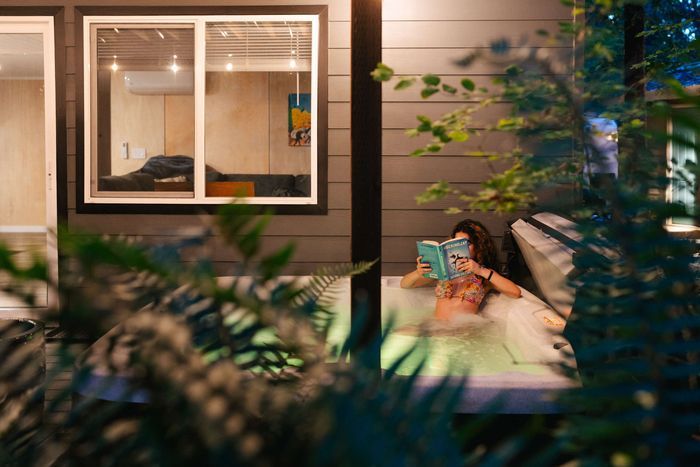 A hot soak after a day of cool, fall days of hiking in the mountains