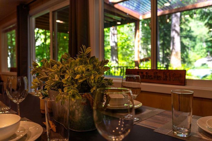 Dining with a river view. 