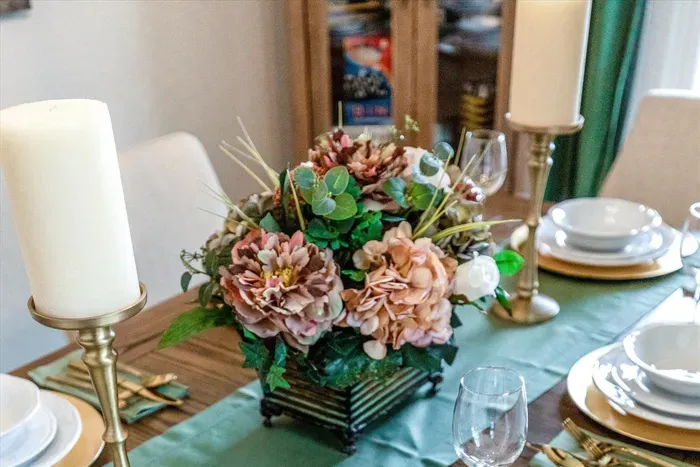 Formal dining room has linens and dishes for a formal sit down meal. Perfect for Thanksgiving while visiting loved ones in Ann Arbor