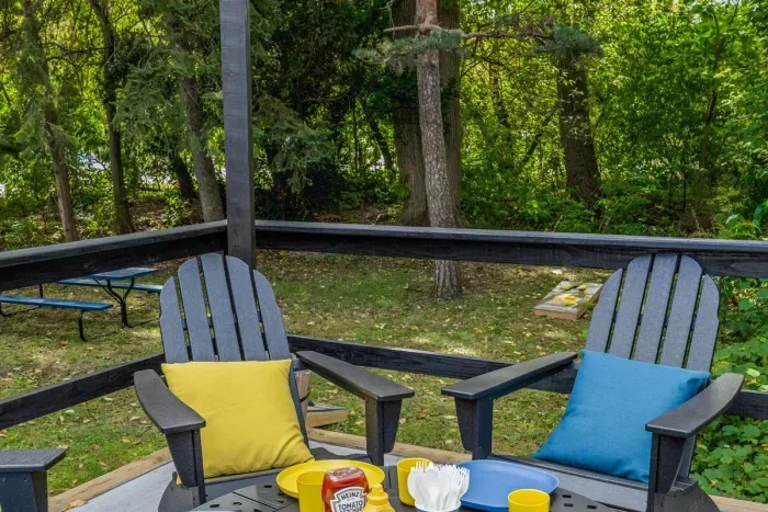 Our "fire table" doubles as a table by day, fire by night.