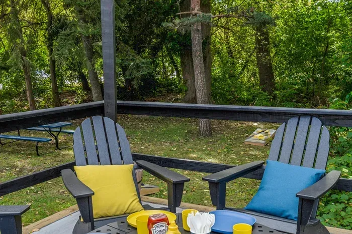 Our "fire table" doubles as a table by day, fire by night.