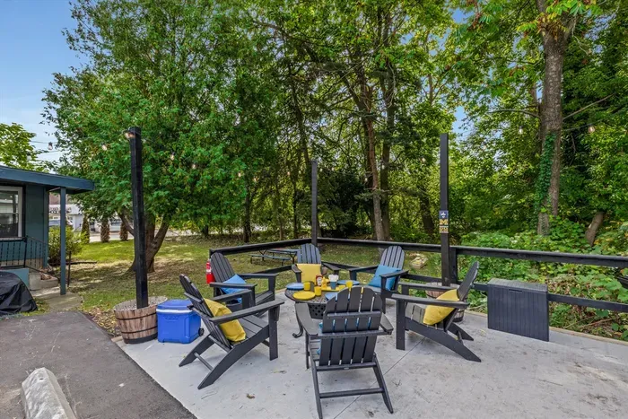 Another view of our large back yard, perfect for corn hole or waffle ball. The yard is not fenced, so children must be supervised.