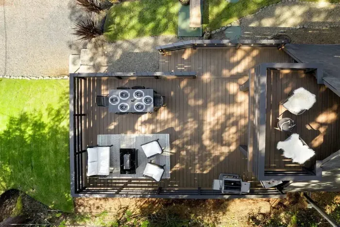 Drone view of our huge deck