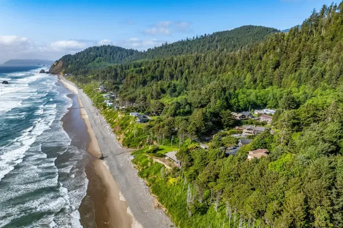 Aerial of Falcon Cove, quite and serene.