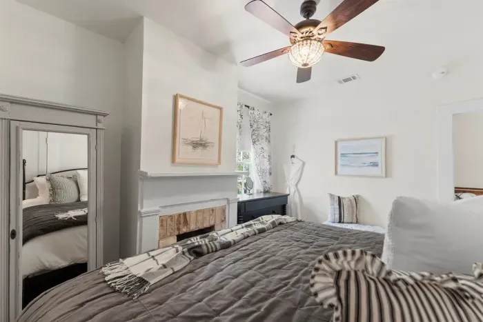 A cozy bedroom retreat, complete with classic charm and everything you need to feel right at home.