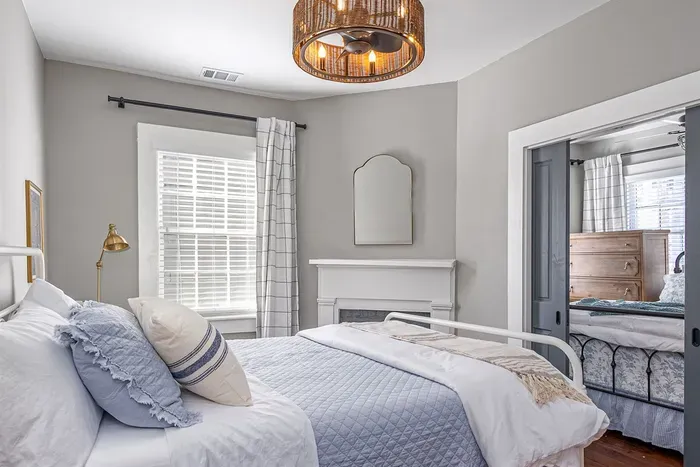 Sink in to this luxury queen mattress. The pocket doors connecting to the Main bedroom can be open for families or closed for privacy.