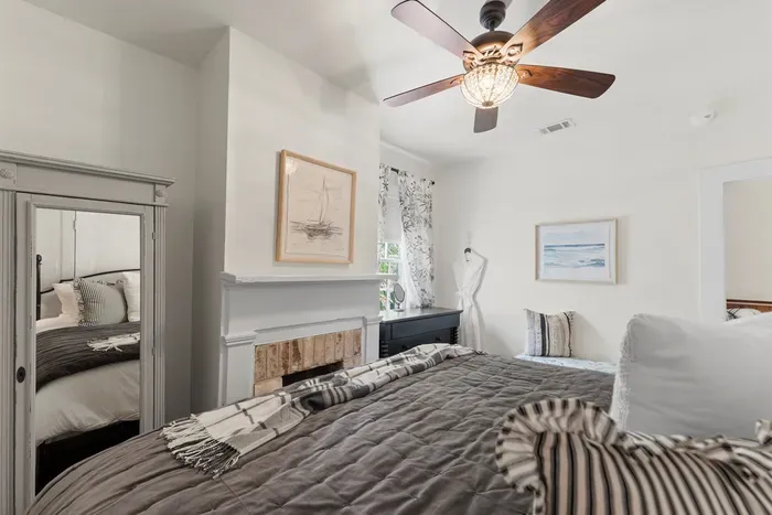 A cozy bedroom retreat, complete with classic charm and everything you need to feel right at home.