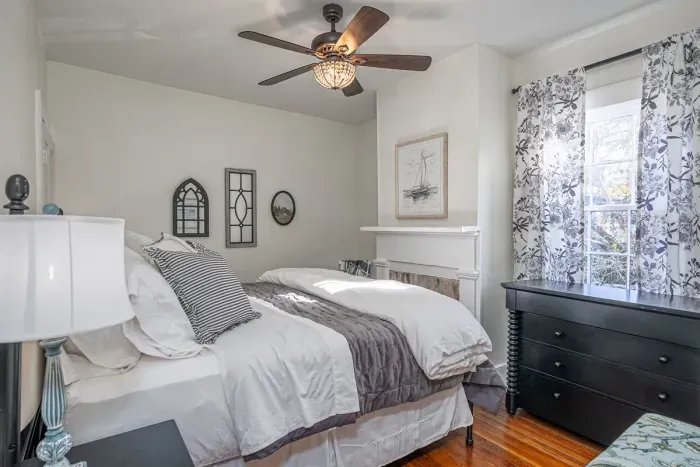 Luxury king bed with high thread count linens await you