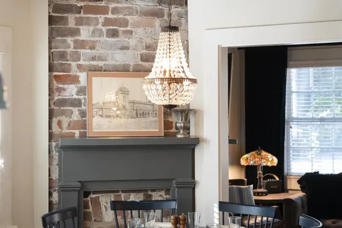 Our historic home has 6 amazing brick fireplaces for admiring with some carefully curated antiques and local art. (Central heating provided, fireplaces are not for use)