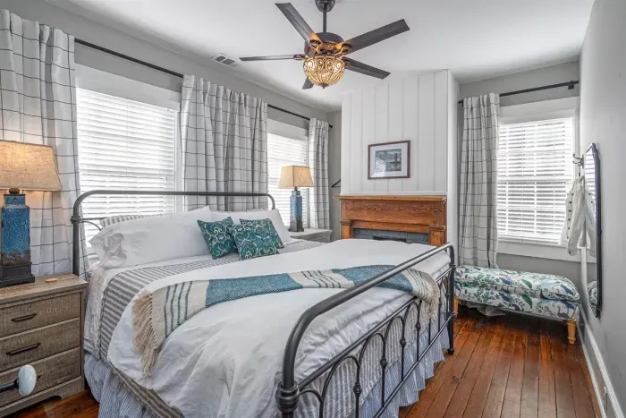 Upstairs, our luxurious bedrooms feature Nectar mattresses and high-thread-count linens for ultimate comfort. This third bedroom also includes a cozy sitting area, perfect for unwinding after a day of exploring Savannah.
