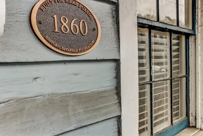 This historic plaque commemorates the home, built in 1860 for Silas Fulton.