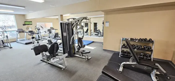 Keep your routine, even on vacation.
Start your morning with a quick workout or unwind after a day of hiking, golfing, or exploring. It’s all right here, easy, convenient, and ready when you are.