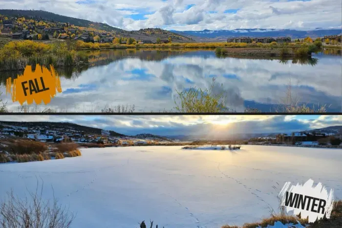 Same view. Two completely different experiences.
Golden fall reflections or quiet, snow-covered mornings, this is the kind of place that keeps calling you back, no matter the season.