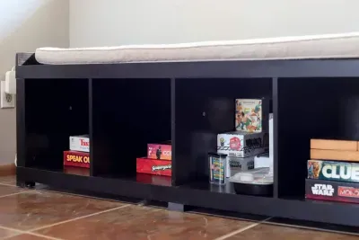 Curl up with a book in front of the warm wood fireplace. Card and board games for all ages are located in the benches, along with a bookshelf next to the bench.