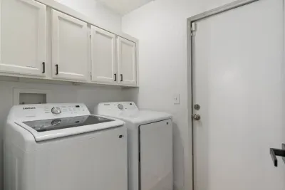 Convenient in-home washer and dryer for guest use. Starter supplies of detergent and dryer sheets provided. 