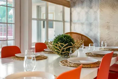 Dining room table ready for your enjoyment.