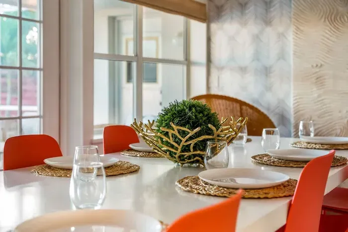 Dining room table ready for your enjoyment.