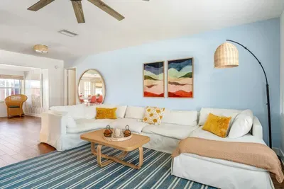 Living room with super comfy couch.