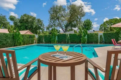 Large private, salt water pool with plenty of room to play even includes a lap lane for those wishing to exercise or stretch while on vacation.