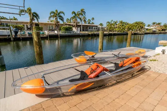 Get ready for a one-of-a-kind adventure right from your backyard! These crystal-clear kayaks offer an unforgettable way to explore the canal giving you a front-row seat to Florida’s marine life and waterfront views.