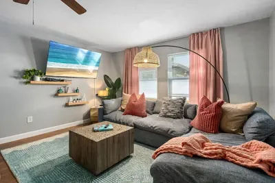 Living room with 50'' Smart TV
