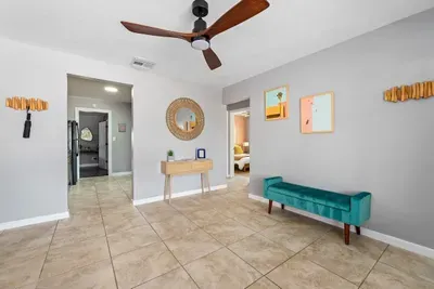 Front entry way looking into kitchen