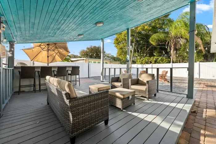 Outdoor furniture and grill