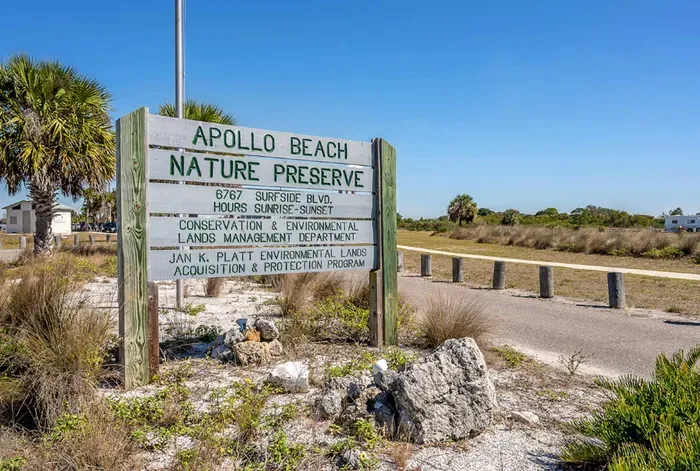 Discover Apollo Beach Nature Preserve—just minutes away! Explore scenic trails, enjoy coastal views, and spot local wildlife in this serene and picturesque natural haven by the water.