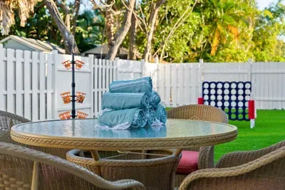 Furnished patio with outdoor games