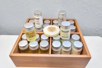 Shampoo, conditioner and soap.