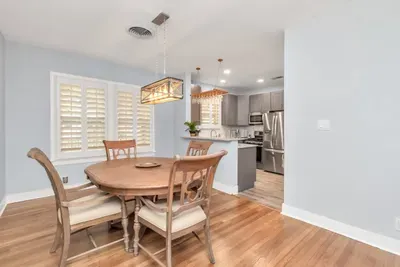 Dining table and kitchen