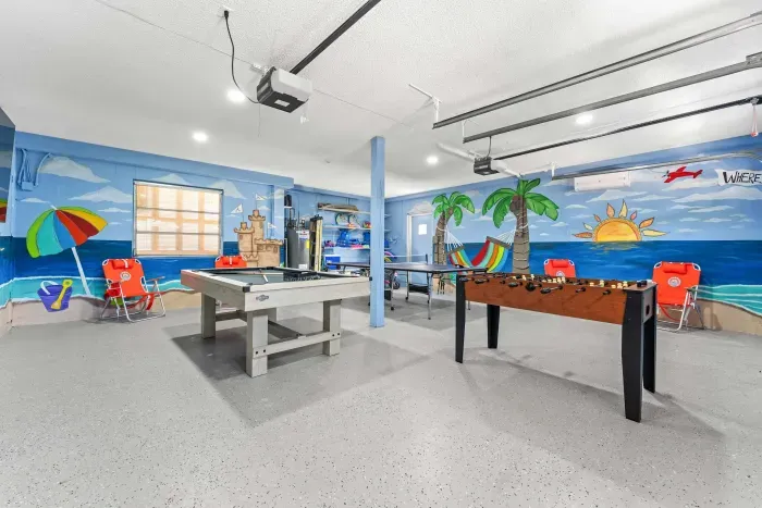 Ultimate indoor entertainment space. Enjoy ping pong, foosball, arcade games, and plenty of room for family fun. The perfect hangout spot for relaxing, competing, and making unforgettable vacation memories together!