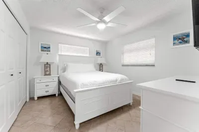 Featuring a comfy bed, calming décor, and a bright airy feel — the perfect place to unwind and recharge after a fun day exploring Anna Maria Island and the beach!