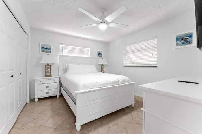 Featuring a comfy bed, calming décor, and a bright airy feel — the perfect place to unwind and recharge after a fun day exploring Anna Maria Island and the beach!