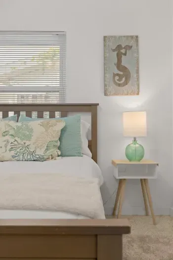 Bedroom with comfy mattress.