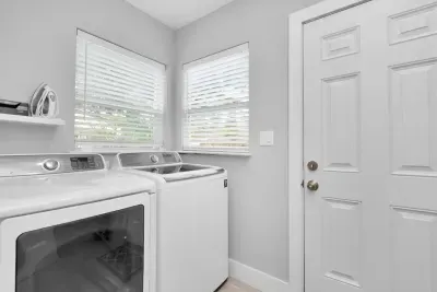 Washer and dryer for guest use.