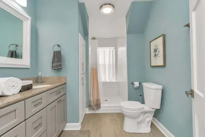A full-size shower in bathroom #1.