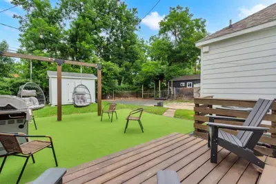 A large outdoor patio to hangout at.