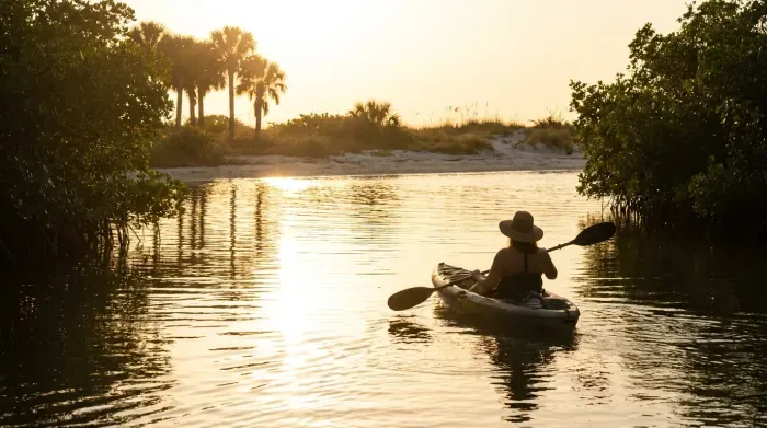 Image for Outdoor Activities & Adventures — coastal Florida Bradenton outdoor activities, kayaking, paddleboarding, scenic Gulf beaches, sunny and inviting, golden hour light